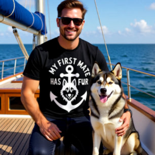 Camiseta Mi Primer Oficial Tiene Pelo Barco Perro Husky Náu