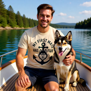 Camiseta Mi primer oficial tiene un perro de barco Husky ná