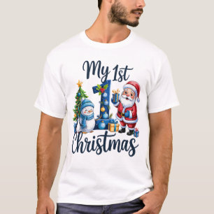 Camiseta Mi primer primer Navidad azul bebé niño Navidad mu