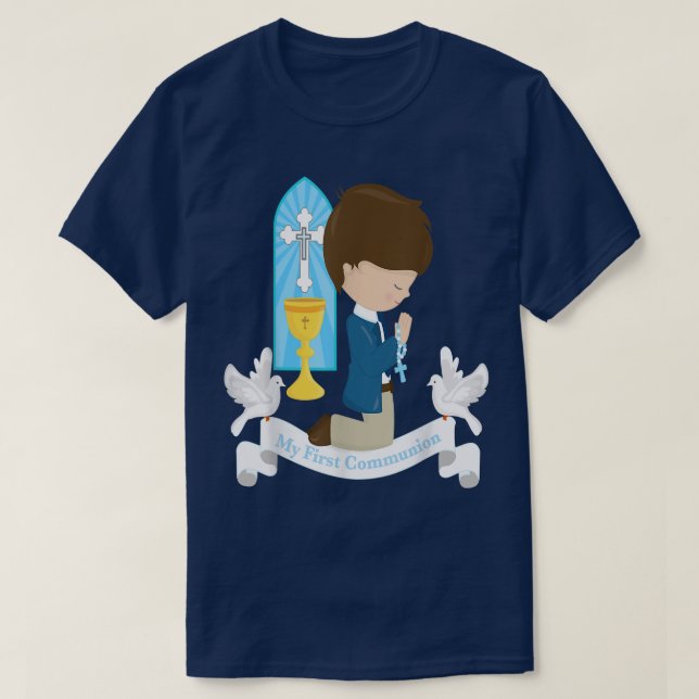 Camiseta Mi primer regalo de comunión niños hijo Brunette K (Diseño del anverso)