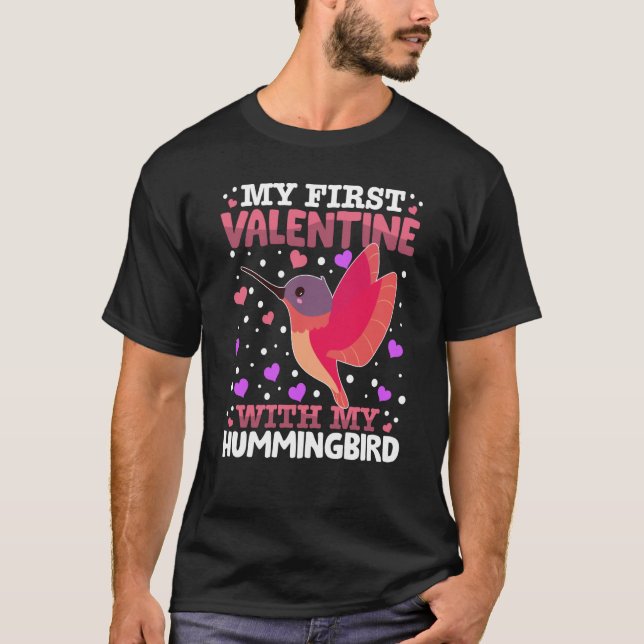 Camiseta Mi Primer Valentín Con Mi Hummingbird Animal Escuc (Anverso)
