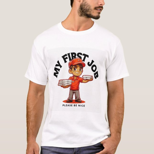 Camiseta Mi primera entrega de pizza de mi trabajo (Anverso)