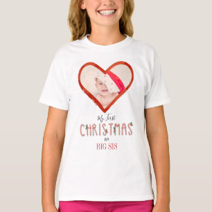 Camiseta Mi primera hermana navideña Amor Corazón Foto Bebé
