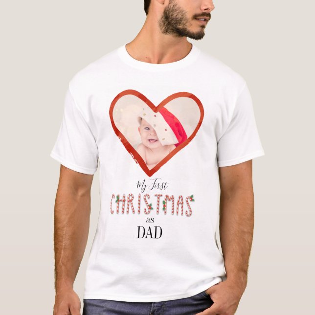 Camiseta Mi primera Navidad, cuando papá ama la foto del be (Anverso)