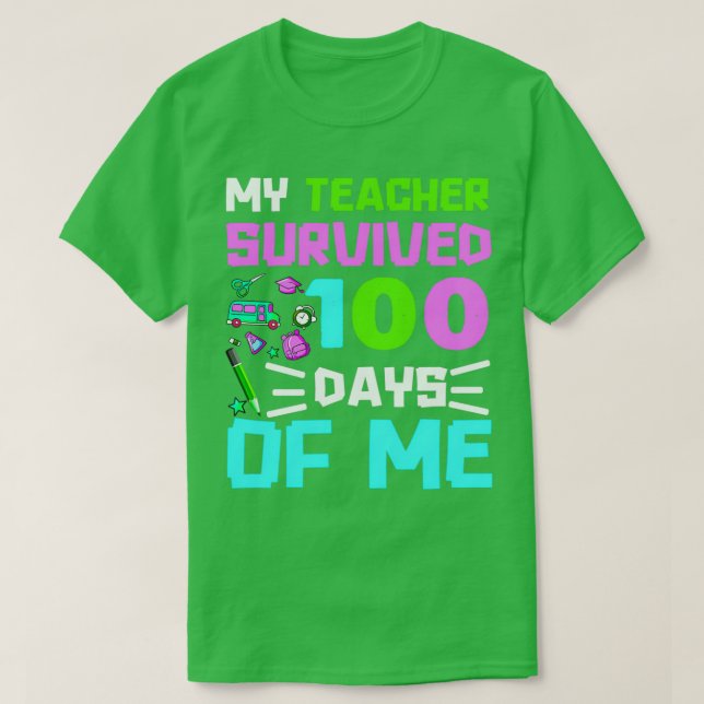 Camiseta Mi profesor sobrevivió 100 días (Diseño del anverso)