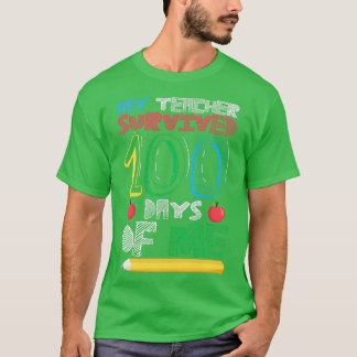Camiseta Mi profesor sobrevivió 100 días de mi escuela 100
