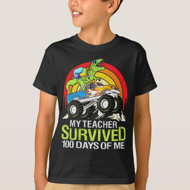 Camiseta Mi Profesor Sobrevivió A 100 Días De Mí Dinosaurio (Anverso)
