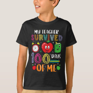 Camiseta Mi profesor sobrevivió a 100 días de mi feliz día 