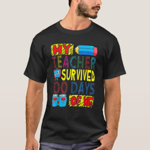 Camiseta Mi profesor sobrevivió a 100 días de mi Fiesta del