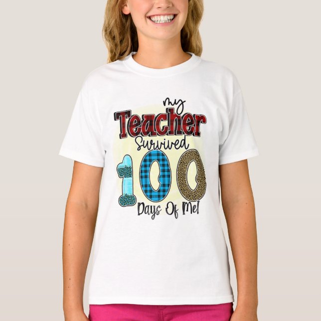 Camiseta Mi profesor sobrevivió a 100 días de mí, gracioso (Anverso)