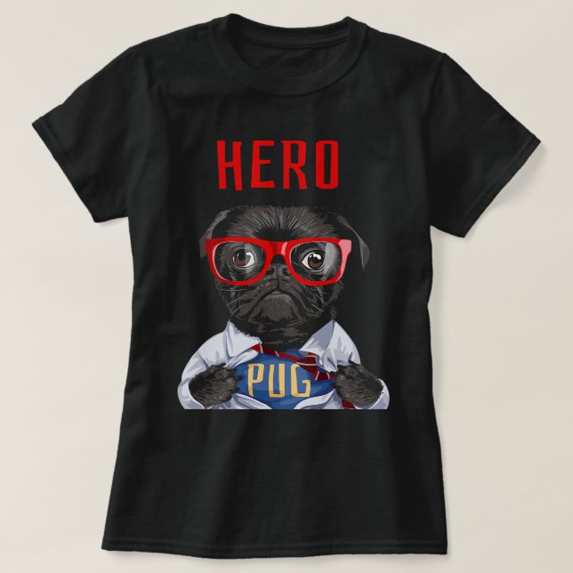 Camiseta Mi pug es mi super héroe gracioso chiste dueño de  (Diseño del anverso)