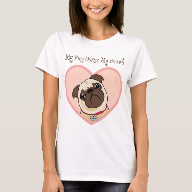 Camiseta Mi Pug Tiene Mis Tejidos De Corazón (Anverso)