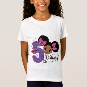 Camiseta Mi quinto cumpleaños Chica negro Purpurina Princes