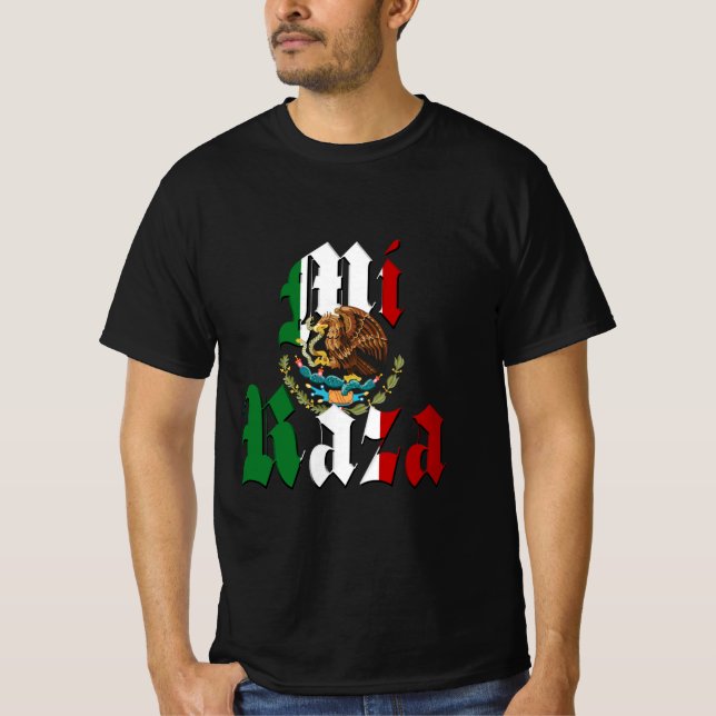 Camiseta MI RAZA Bandera Mexicana (Anverso)
