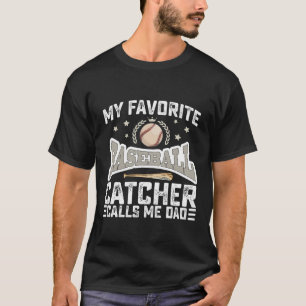 Camiseta Mi receptor de béisbol favorito me llama papá padr