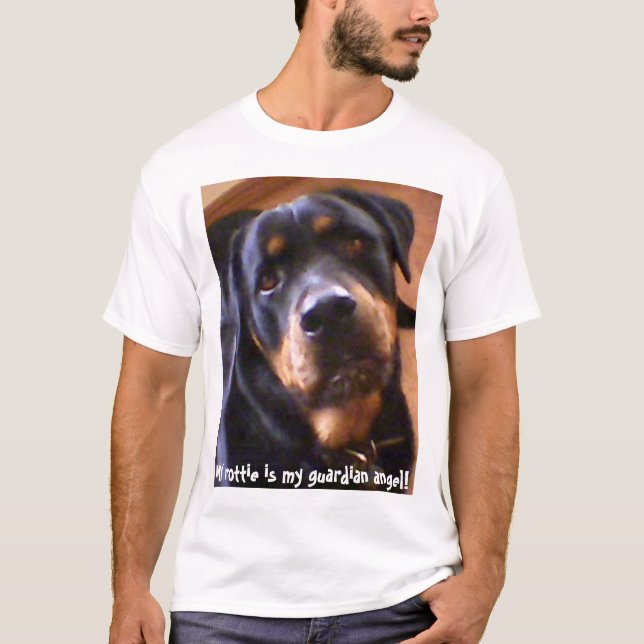Camiseta ¡Mi rottie es mi ángel de guarda! (Anverso)