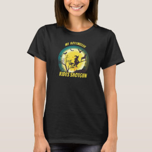 Camiseta Mi rottweiler viaja con escopeta Halloween Perra