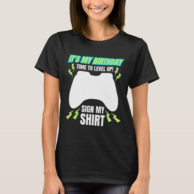Camiseta Mi Rótulo de cumpleaños mi juego de video de Tee j (Anverso)