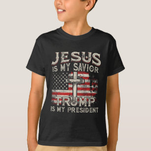Camiseta Mi Salvador Trump es mi presidente, bandera estado