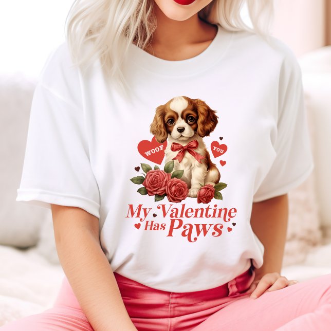 Camiseta Mi San Valentín tiene arañitas muy bonitas (My Valentine Has Paws Cute Vintage T-Shirt)