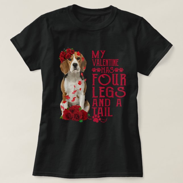 Camiseta Mi San Valentín Tiene Cuatro Piernas Y Un Perro Be (Diseño del anverso)