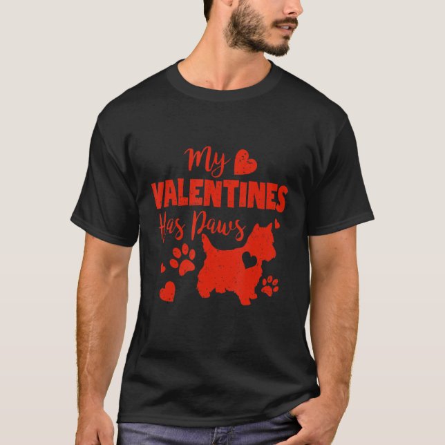 Camiseta Mi San Valentín tiene garras de perro en la parte  (Anverso)