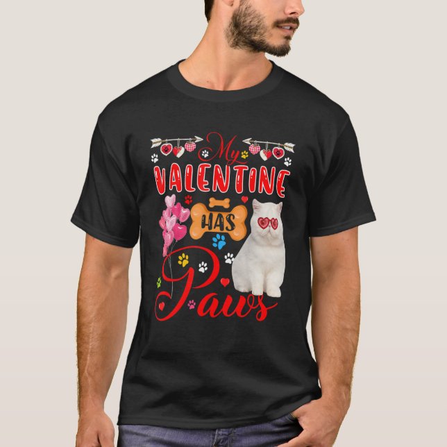 Camiseta Mi San Valentín tiene Sunglas De Gato Exótico Shor (Anverso)