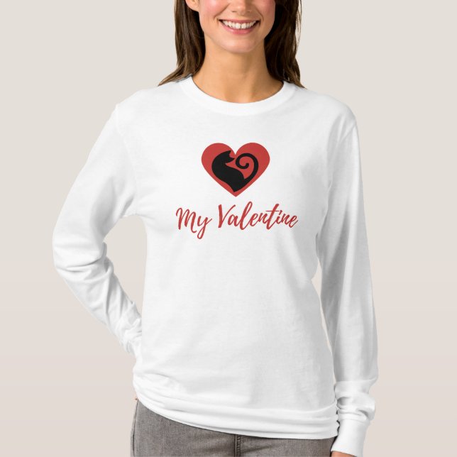 Camiseta Mi San Valentín un corazón con un gato (Anverso)