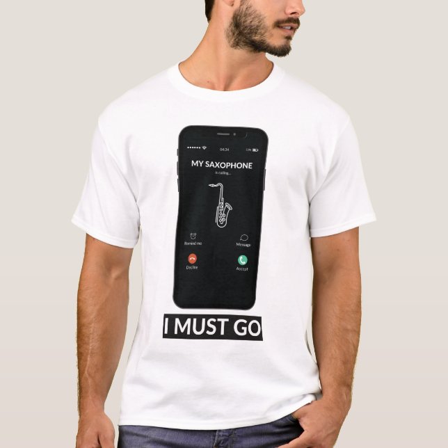Camiseta Mi saxofón llama a un regalo musical divertido (Anverso)