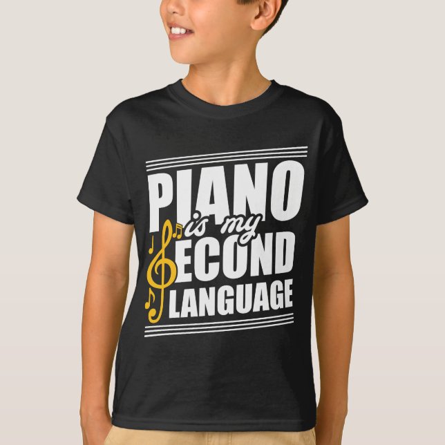 Camiseta Mi segunda lengua es regalo del pianista (Anverso)