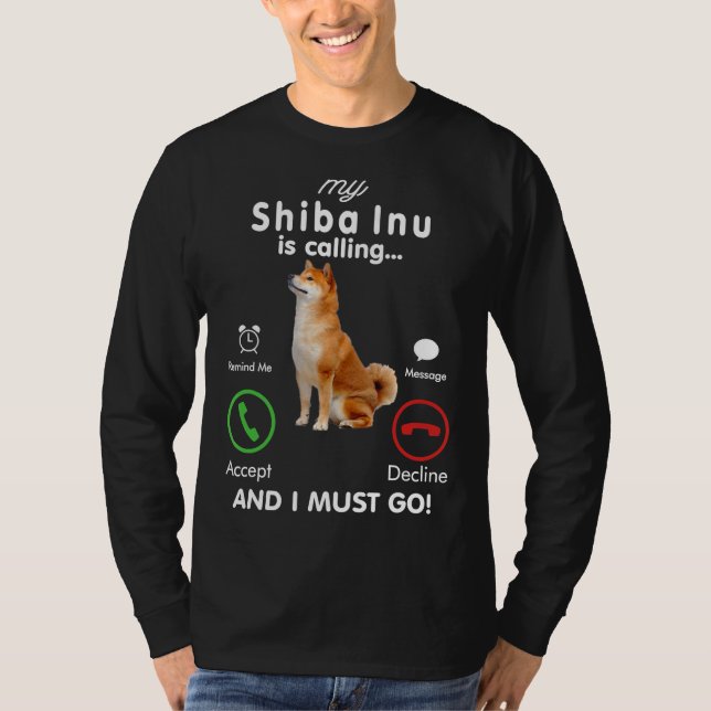 Camiseta mi shiba inu está llamando divertido regalo T-Shir (Anverso)