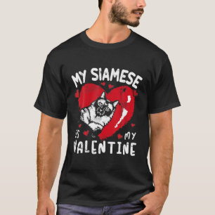 Camiseta Mi Siamés Es Mi Valentine Cat Lover Heart Valenti
