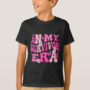 Camiseta Mi sobreviviente era de cáncer de mama retro rosad