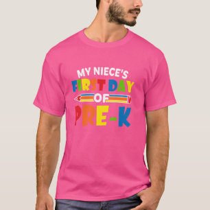 Camiseta Mi Sobrina Primer Día De Escuela Tees Pre-k Mujer