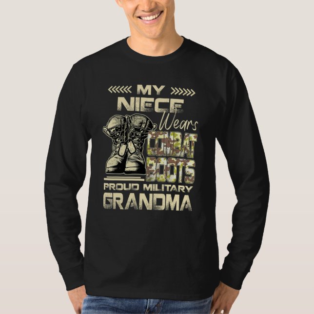 Camiseta Mi sobrina usa botes de combate orgullosa abuela m (Anverso)