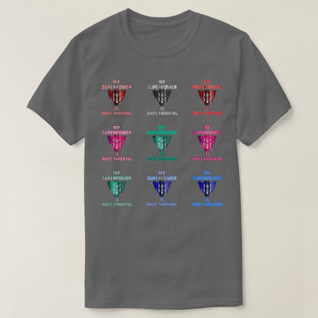 Camiseta Mi superpoder es un cuchillo lanzando un surtido (Diseño del anverso)