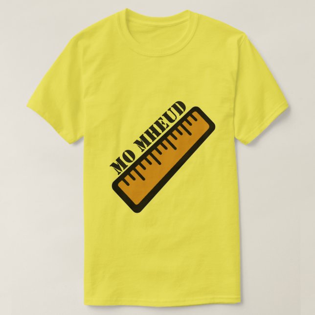 Camiseta mi tamaño en gaélico escocés mo mheud (Diseño del anverso)