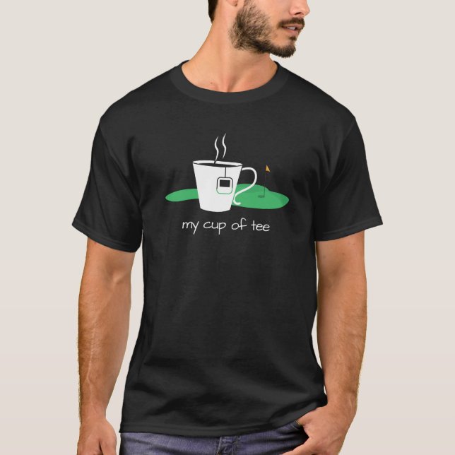 Camiseta Mi taza de té con té y bandera sobre golfista verd (Anverso)