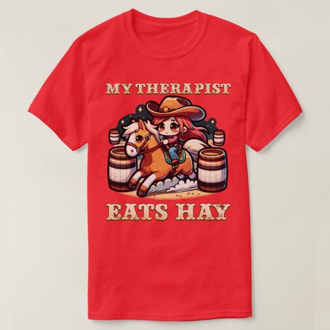 Camiseta Mi terapeuta come hay I amantes ecuestres en cabal (Diseño del anverso)
