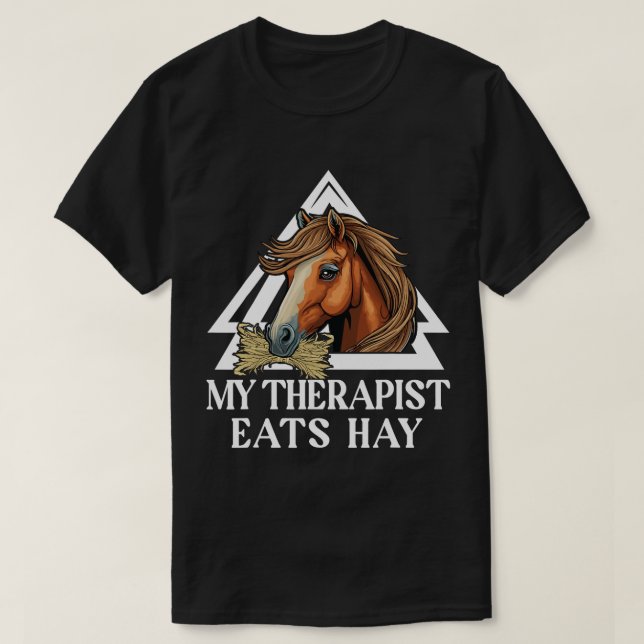 Camiseta Mi terapeuta come heno caballito de heno más de 22 (Diseño del anverso)