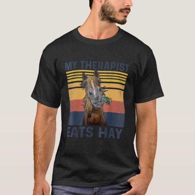 Camiseta Mi terapeuta come heno   Caballo (Anverso)