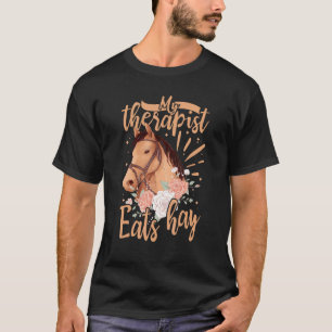 Camiseta Mi terapeuta come heno jinetes disfrazados caballo