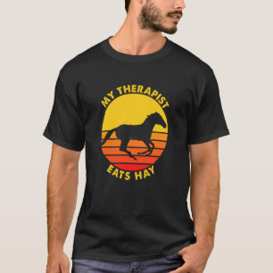 Camiseta Mi terapeuta come heno vintage retro caballo monta