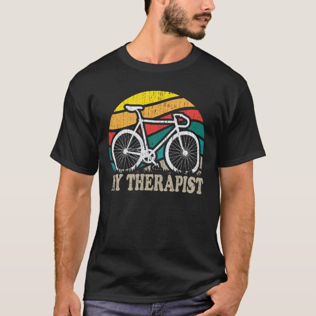 Camiseta Mi terapeuta divertida motociclista ciclista  (Anverso)