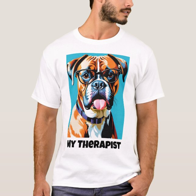 Camiseta Mi terapeuta - Perro Boxer (Anverso)