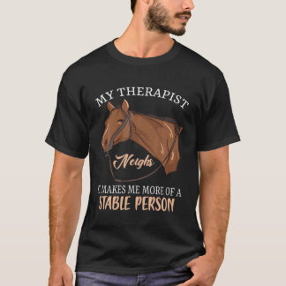 Camiseta Mi Terapeuta Relincha Jinete de Caballo Equino Gra