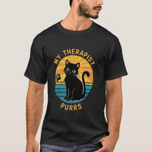Camiseta Mi terapeuta ronronea divertido dicho de amante de