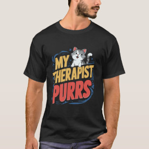 Camiseta Mi terapeuta ronronea divertido dicho de amante de