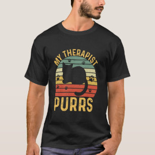 Camiseta Mi Terapeuta Ronronea Divertido Gato Retro Aficion