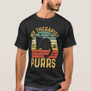 Camiseta Mi terapeuta ronronea divertido gato retro amante